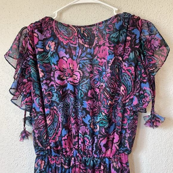 Misa Colette Ruched Floral Midi Dress Size Medium - Picture 10 of 14